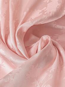 SHEIN Clasi Saia Longa Feminina de Cetim Rosa com Amarração e Jacquard - Rosa chiclete - Visão 3