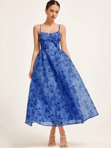 Aveloria Rosie Bohemian Organza Kleid mit Spaghettiträgern und zufälligem Print