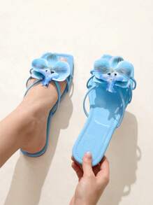 CUCCOO CHICEST Zapatos de mujer Nuevos para verano Bailarinas de punta cuadrada estilo Iris, Elegantes sandalias planas azul claro, Calzado de playa, Adecuado para fiestas de moda, vacaciones elegantes en la playa