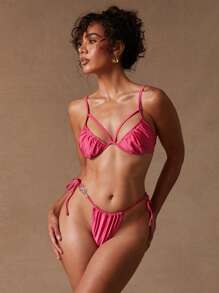 NYA SZN Ruched Swim Bikini Top Beach Poolside Casual Everyday Vacation Party Brunch Elegant Gyaru Club Going Out Sexy Concert National Tour Music Festival Summer Pastel