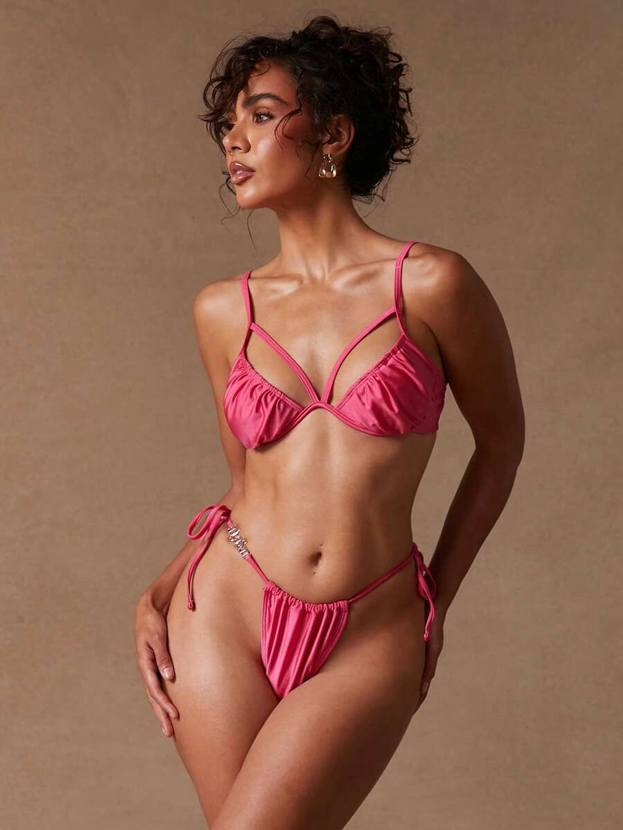 NYA SZN Ruched Swim Bikini Top Beach Poolside Casual Everyday Vacation Party Brunch Elegant Gyaru Club Going Out Sexy Concert National Tour Music Festival Summer Pastel