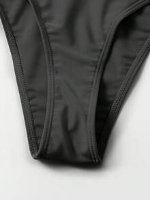 Vaytide Summer Beach Halter Tie Side Bikini Set - Black - View 6