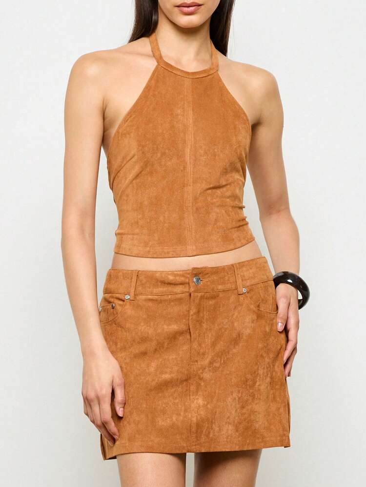 Ultra Suede High Rise A-Line Skirt