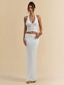 SHEIN BAE 女士日常两件套服装 - 白色 - 查看 3