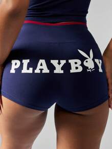 Missguided x Playboy 高腰健身短裤舞蹈瑜伽跑步运动短裤