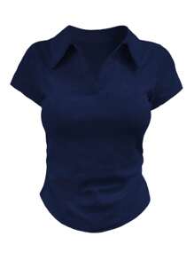 INAWLY 女士休闲纯色短袖T恤，夏季百搭 - 彩色 - 查看 4