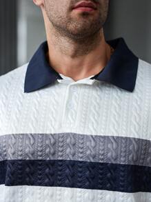 Manfinity Homme Große Größen Polo-Shirt mit Farbblockdesign und strukturierter Kurzarm Optik für Herren