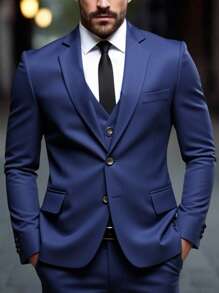 Manfinity Mode 大码男士时尚纯色西装套装，适合夏季