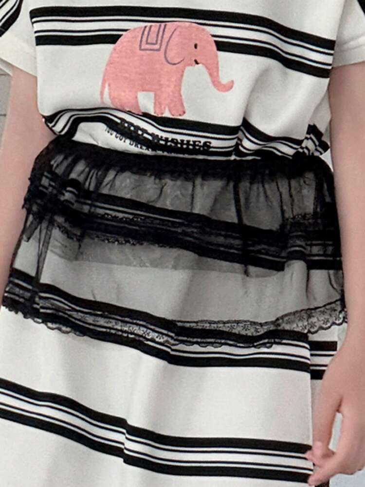 DAZY Casual Style Girls Lace Waist Skirt, Fashionable New Summer Lace Waist Skirt, Summer Skirt - Black - View 6