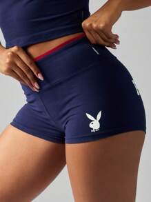 Missguided x Playboy 高腰健身短裤舞蹈瑜伽跑步运动短裤