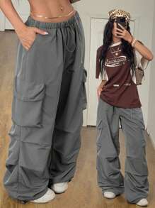 Coolane 女士夏季街头复古西部风 Y2K 低腰降落伞工装裤