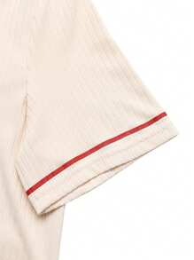GlowEve Summer Casual Colorblock Short Sleeve Knit T-Shirt - Apricot - View 4