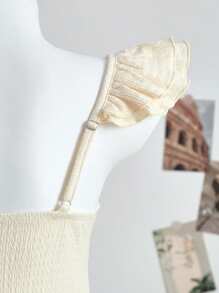 SHEIN Teen Girl Dresses, Summer Vacation, Casual, Knitted Jacquard Ruffled Hem Mini Dress