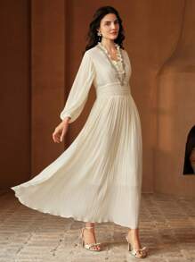 Anewsta Women's Long Formal Elegant Party Evening Dress - Apricot - View 3