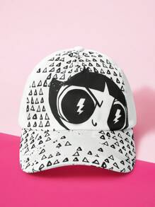 THE POWERPUFF GIRLS X SHEIN Buttercup Pattern Fashion Versatile Baseball Cap - White - View 1