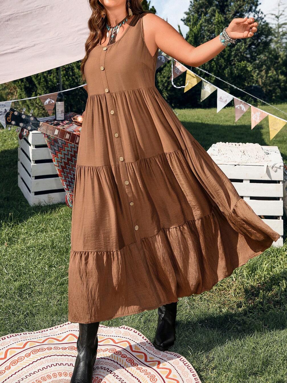 casual brown summer dress Brown Day Dresses