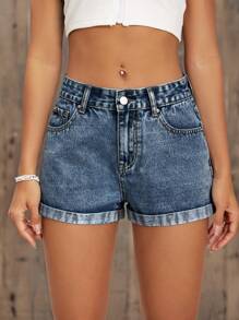 Breezaya 女士夏季休闲水洗牛仔短裤