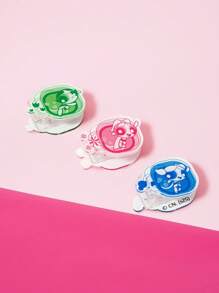 THE POWERPUFF GIRLS X SHEIN 极简主义花朵、泡泡、毛茛图案PP夹 - 粉色 - 查看 4