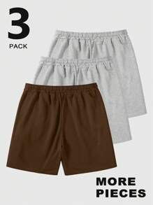 Manfinity Roghcode 男士年轻时尚街头风格，灰色松紧腰抽绳针织运动短裤，男士口袋短裤，舒适合身，有趣的字母和星星图案，醒目的泡沫印花设计，3D纹理，适合休闲、运动、日常搭配、节日/男友礼物 - 彩色 - 查看 2