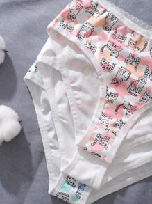 3pcs Printed, Cute, Comfortable, Simple Pattern Underwear For Teenage Girls Underwear Sets For Girls - Baby Pink - View 6