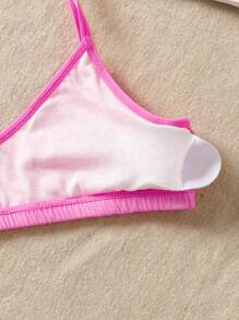 SHEIN 3件套少女款简约舒适白色纯色V领带垫文胸吊带背心 - 彩色 - 查看 5