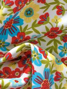 SHEIN Swim 女士碎花吊带前系性感比基尼套装，夏季沙滩泳衣 - 彩色 - 查看 7