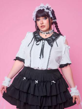 Kawaii Blusa casual de estilo universitario linda y dulce para damas de talla grande