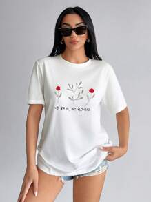 SHEIN Maglietta oversize estiva da donna con dettagli in decorazione