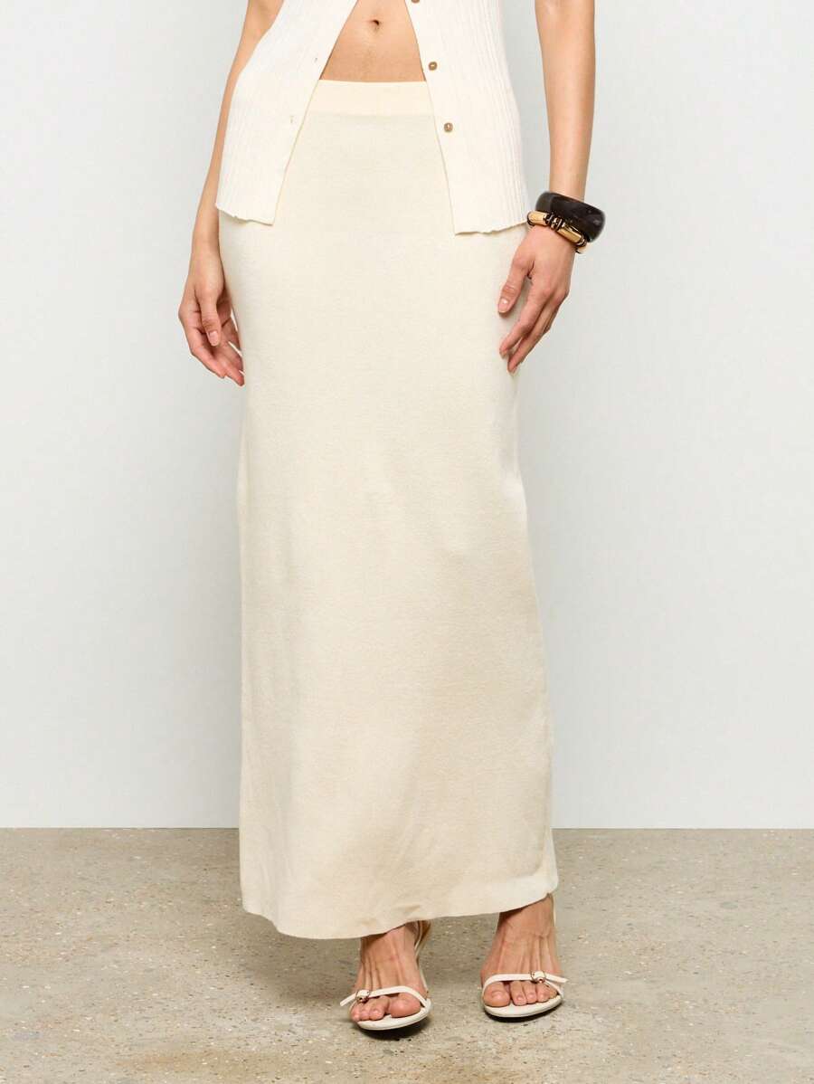 AiiRZ 超优雅长款直筒裙专业办公室工作服晚会商务铅笔紧身秋冬春 - 白色 - 查看 1