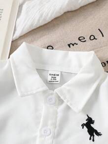 SHEIN Playful Pals 3pcs Baby Boy Infant Toddler Newborn Spring/Summer Gentleman Style Black & White Striped Woven Shirt+Shorts+Detachable Cape 3 Pieces Set, High Quality Cotton Baby Outfit