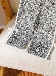 SHEIN Baby Girl 0-3 Years Old Infant Toddler Leopard Print Casual Sports Pants, Suitable For Outdoor Wear, Spring/Summer - Multicolor - View 4