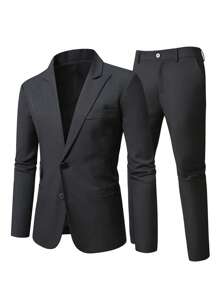 Manfinity Mode Bộ 2 món cho nam cỡ lớn, áo khoác và quần màu trơn - màu đen - Xem 3