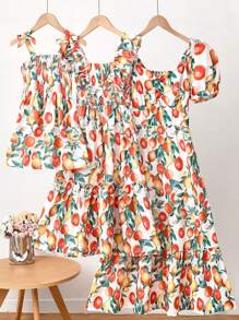 Women Fruit Pattern Sleeveless Dress, Cute & Fashionable Casual Style, Suitable For Outing, Dating, Sightseeing, Great For Summer Wear