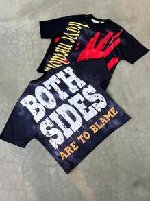 Manfinity EMRG Herren Lässig T-Shirt mit Buchstabe Muster, Rundhalsausschnitt, Kurzarm, Sommer - Schwarz - Übersicht 8