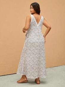 Elaquor Váy ren hoa chắp vá đơn giản thường ngày cỡ lớn cho kỳ nghỉ - Nhiều màu - Xem 2