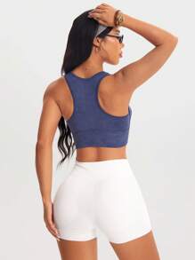 Dewbera Dewbera Simple Solid Color Sports Bra For Women - Navy Blue - View 5