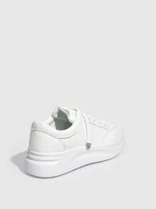 CUCCOO EASI Women Minimalist Fashionable Comfortable Flat Lace-Up Casual White Sneaker For Summer Vacation Shoes Summer Sports Shoes Casual Shoes Back To School Shoes College Student Shoes Fall, Spring/Autumn Versatile Shoes For Women Shoes For Women Sneakers Spring Shoes Easter Tainers