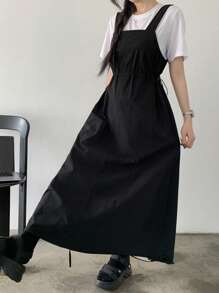 DAZY Women's Solid Color Casual Spaghetti Strap Long Dress, Spring/Summer
