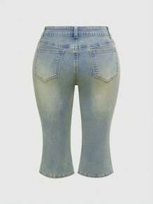 Quần Capri thêu họa tiết bướm cổ điển mùa hè Y2K dành cho nữ - Màu xanh lam - Xem 3