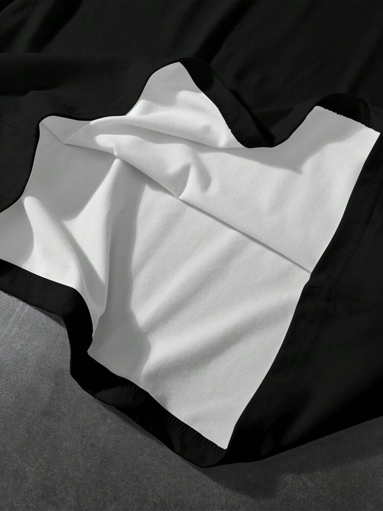 Manfinity Homme 男士字母印花圆领短袖休闲T恤和抽绳腰短裤套装 - 彩色 - 查看 3