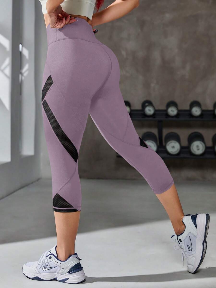 POWERISTA Powerista Kontrastfarbige 3/4 Leggings mit hoher Taille und enger Passform, geeignet für Yoga & Aktivmode, Sommer