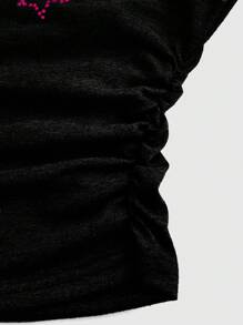 ROMWE Grunge Punk Top corto con decoración de strass de estrella en gris y negro para mujer sin tirantes