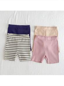 Loomiva 4件套女婴针织柔软松紧腰休闲短裤套装 - 彩色 - 查看 3