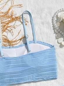 SHEIN 青少年女孩夏季海滩度假风格贝壳和海星编织带比基尼套装