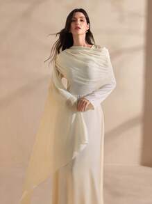 Graceveil Váy voan satin bất đối xứng thanh lịch cho nữ - Màu be - Xem 1