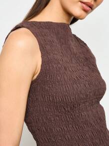 AiiRZ Smocked Tank Top Sleeveless Ruffle Peplum Summer Top Bubble Skirt Design Textured Smocked Bodice Evening Party Club Fashion