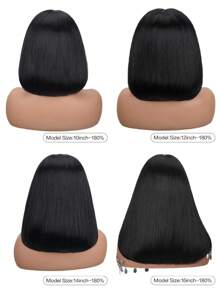 鲍勃假发 180% 密度 2x6 透明蕾丝前假发 真人发直发 预拔无胶鲍勃假发 女士适用 - SNatural - 查看 4