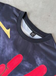 Manfinity EMRG Herren Lässig T-Shirt mit Buchstabe Muster, Rundhalsausschnitt, Kurzarm, Sommer - Schwarz - Übersicht 5