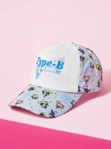THE POWERPUFF GIRLS X SHEIN Women's Colorblock Adjustable Baseball Cap With Bubbles Pattern - White - View 3