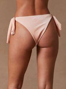 NYA SZN Kayla Velour Velvet Pastel Pink Summer Spring Bikini Bottom Sexy Swimwear Beach Vacation For Women - Pink - View 2